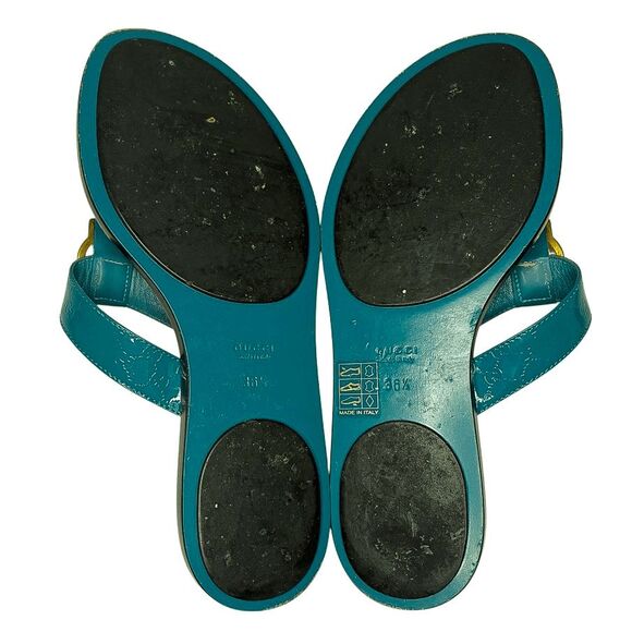 Gucci Microguccissima Patent Leather Interlocking GG Thong Sandals EU 36.5 Blue - Picture 12 of 13